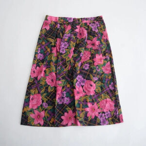 Vintage Xtrovert  Pink & Purple Floral Midi Skirt 12P